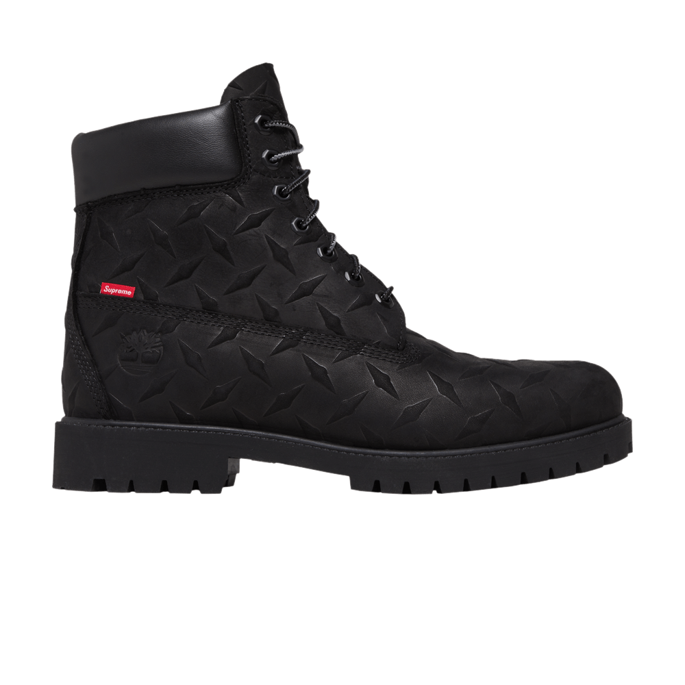 SUPREME X TIMBERLAND 6 INCH BLACK EMBOSSED DIAMON BOOTS