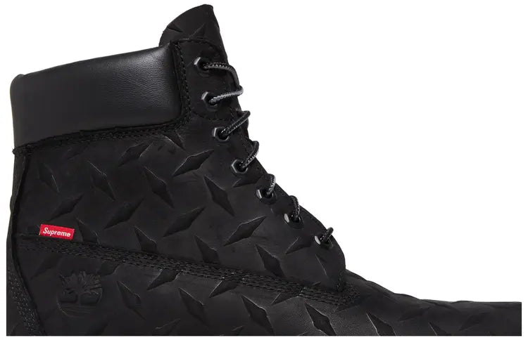 SUPREME X TIMBERLAND 6 INCH BLACK EMBOSSED DIAMON BOOTS