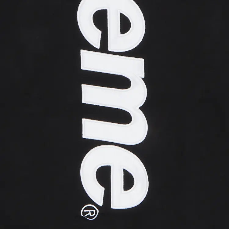 SUPREME SATIN APPLIQE HOODIE BLACK