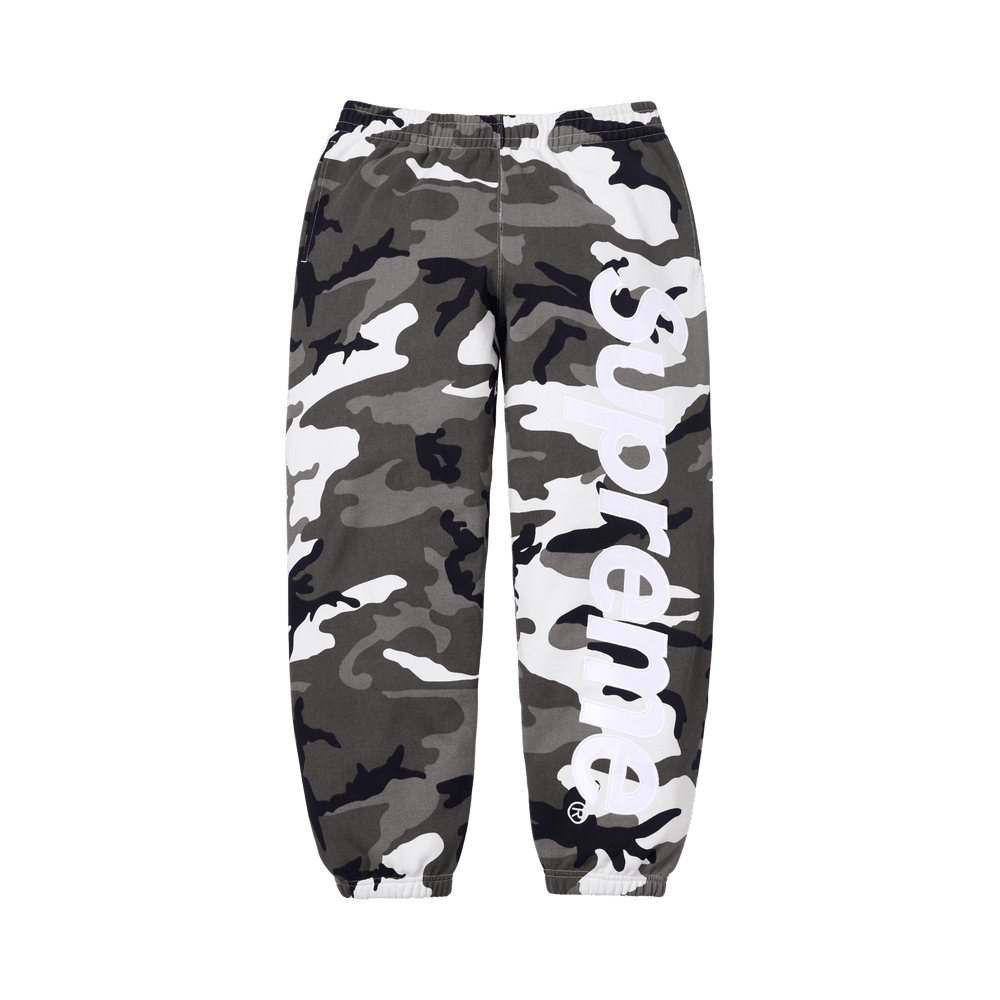 SUPREME SATIN APPLIQUE SWEATPANTS WHITE CAMO