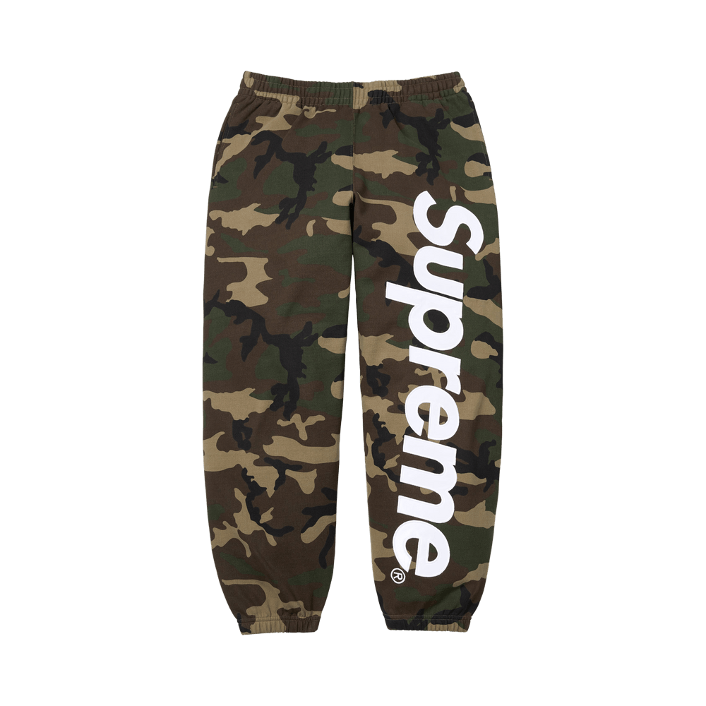 SUPREME SATIN APPLIQUE SWEATPANTS CAMO