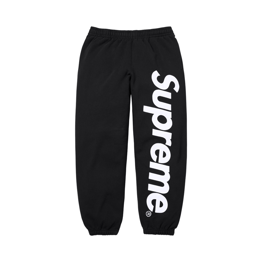 SUPREME SATIN APPLIQUE SWEATPANTS BLACK