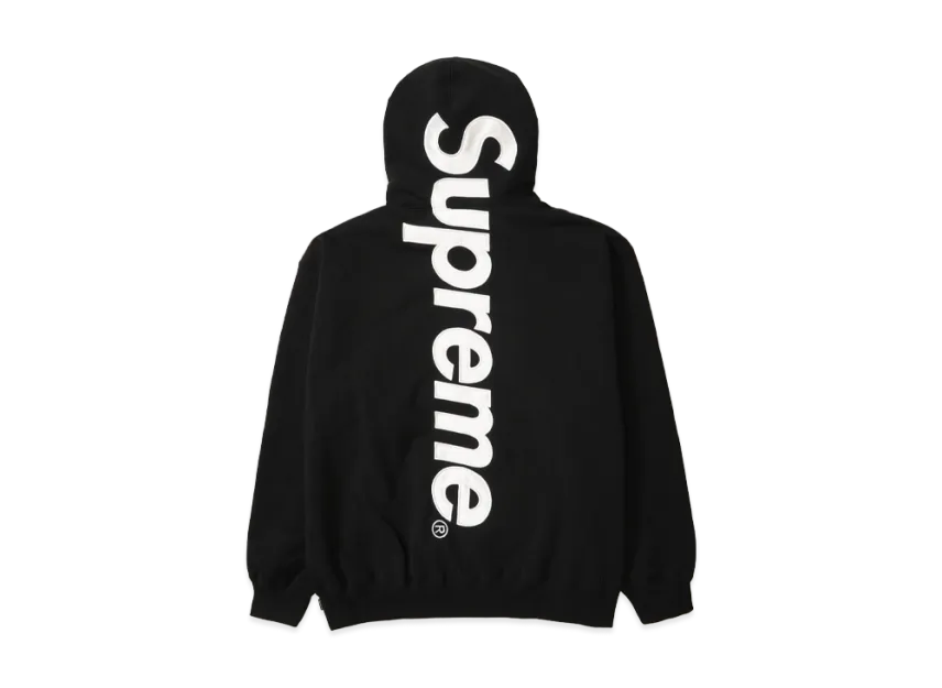 SUPREME SATIN APPLIQE HOODIE BLACK