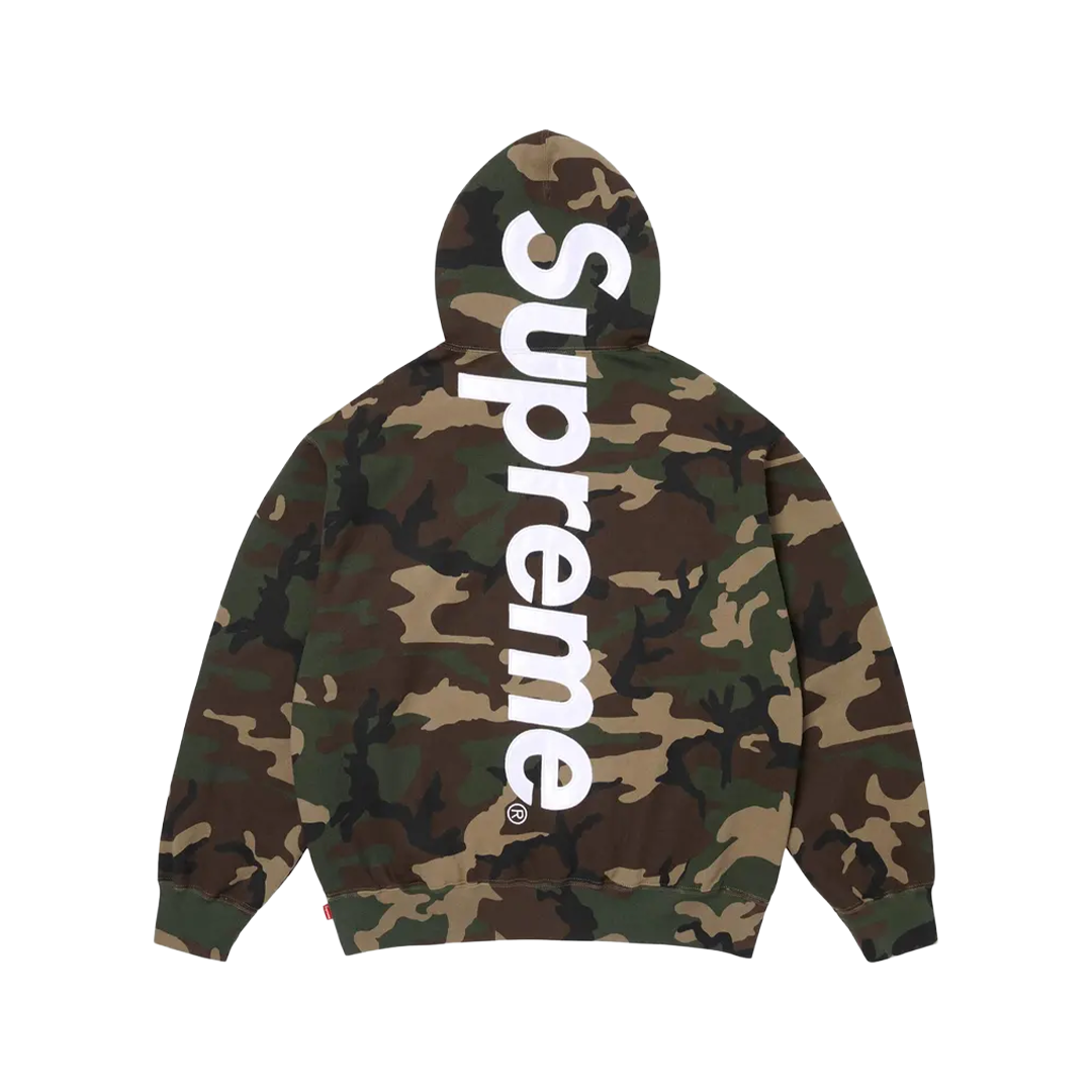 SUPREME SATIN APPLIQUE HOODIE CAMO