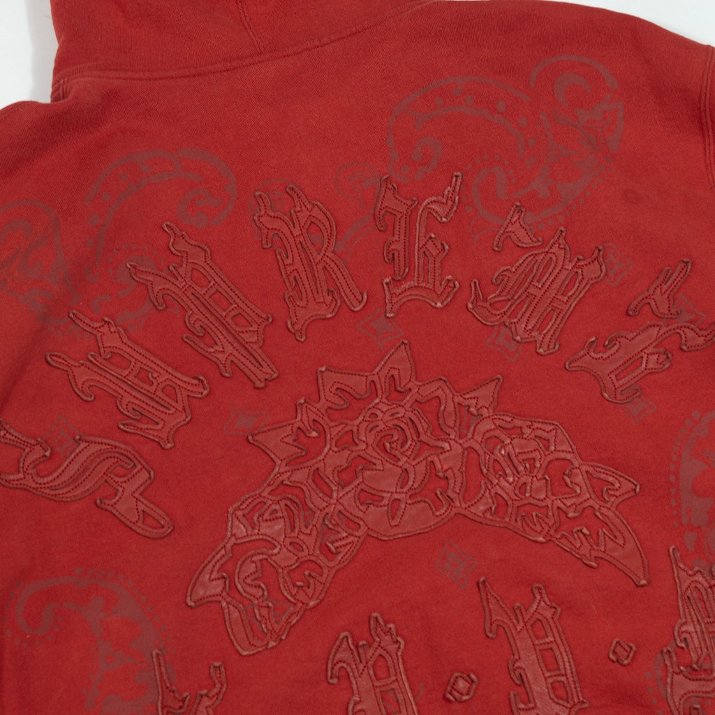 SUPREME LEATHER APPLIQUE ZIP-UP HOODIE