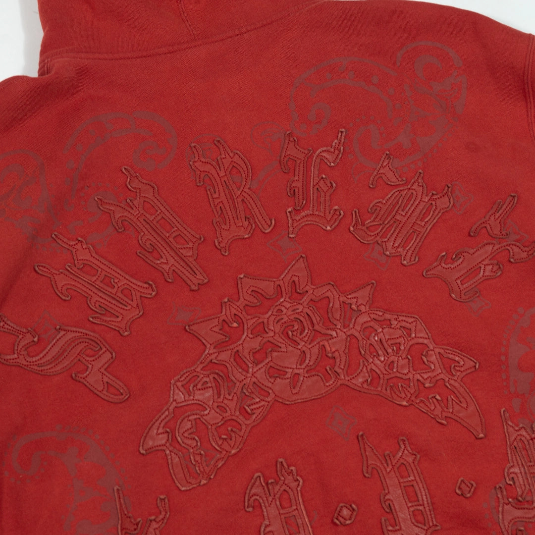 SUPREME LEATHER APPLIQUE ZIP-UP HOODIE