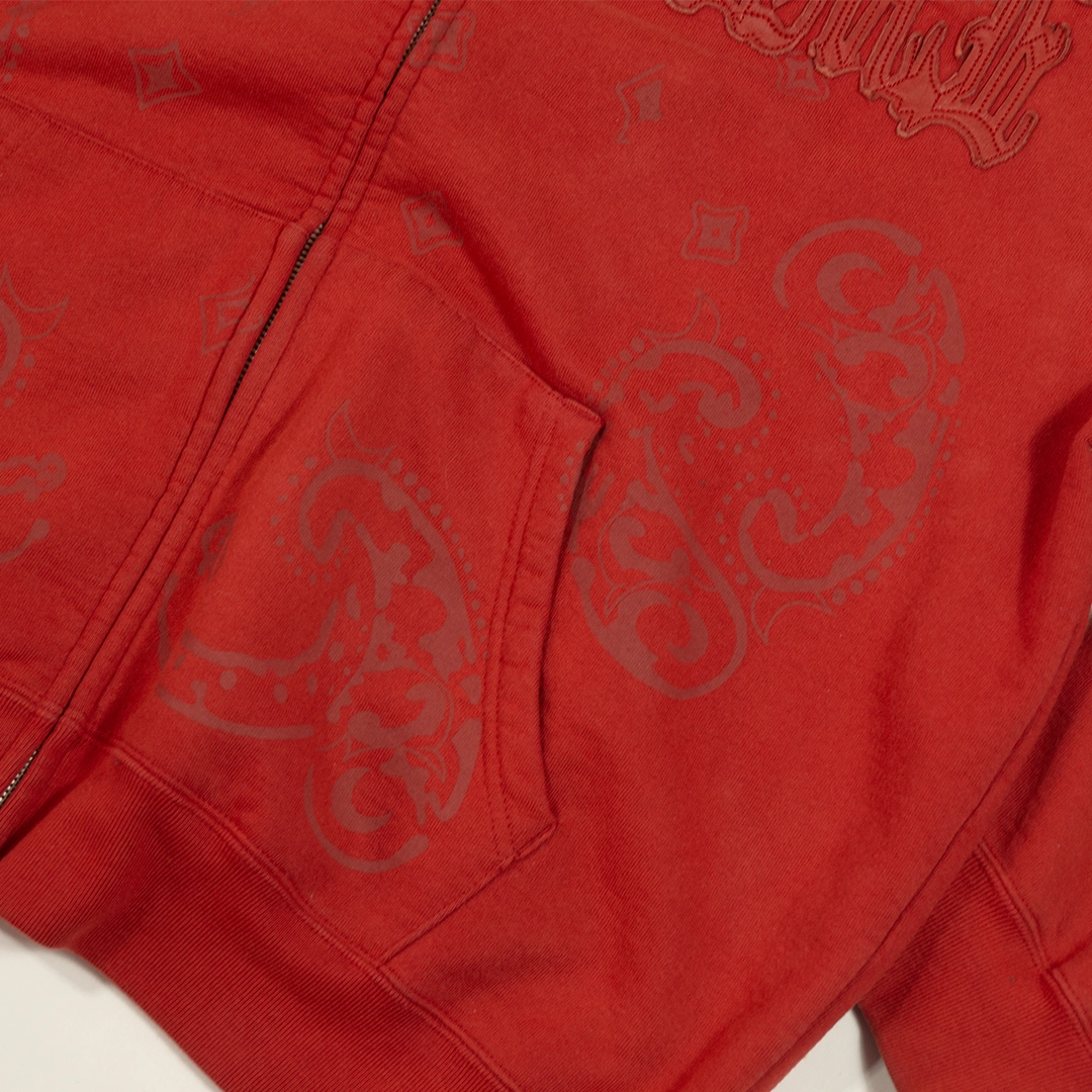 SUPREME LEATHER APPLIQUE ZIP-UP HOODIE