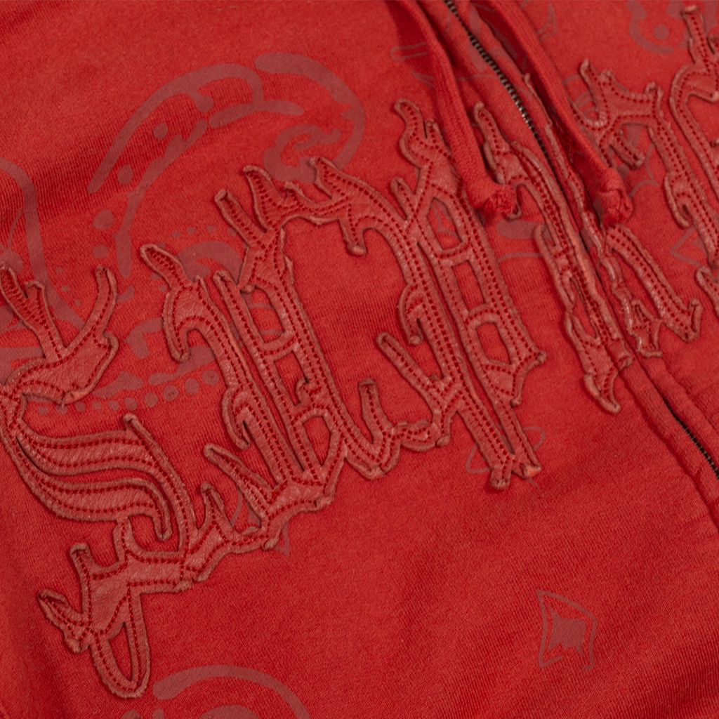 SUPREME LEATHER APPLIQUE ZIP-UP HOODIE